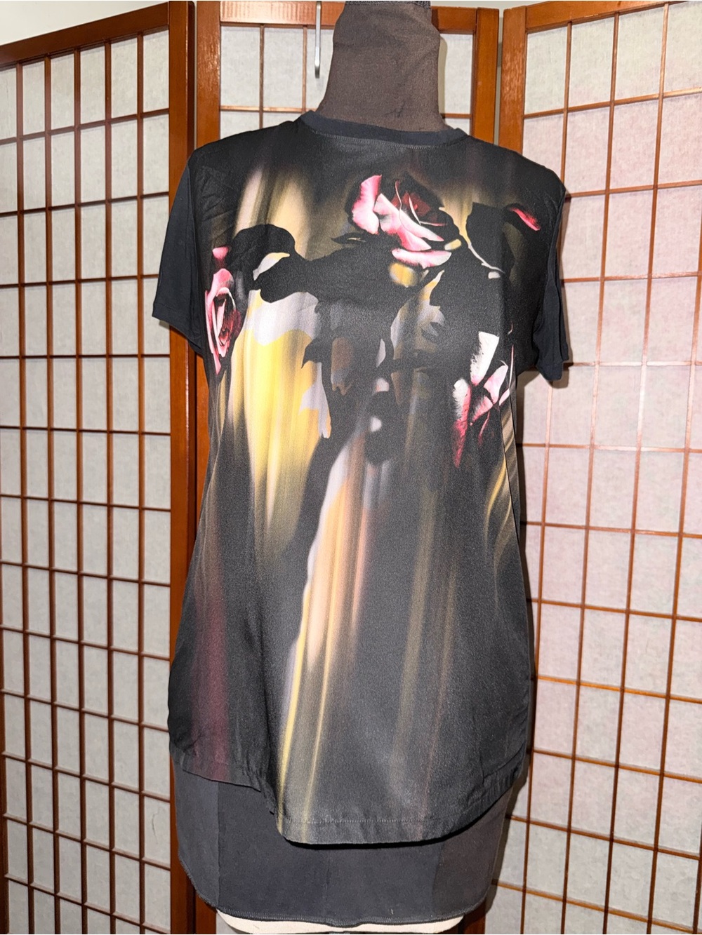 Faith Connexion Black Floral Graphic Tee | Made in Portugal Size L